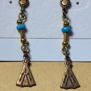 Bohemian Copper and Blue Dangle Earrings